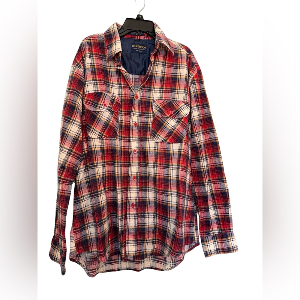 Oakbrook Plaid‎ flannel button up shirt size 16-16.5